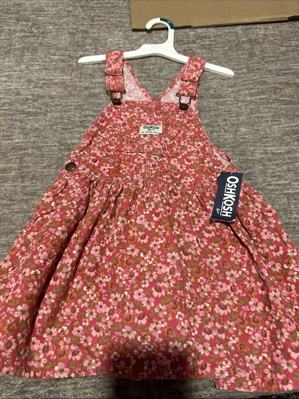 OshKosh B'gosh Coral Pink Floral Overall Dress